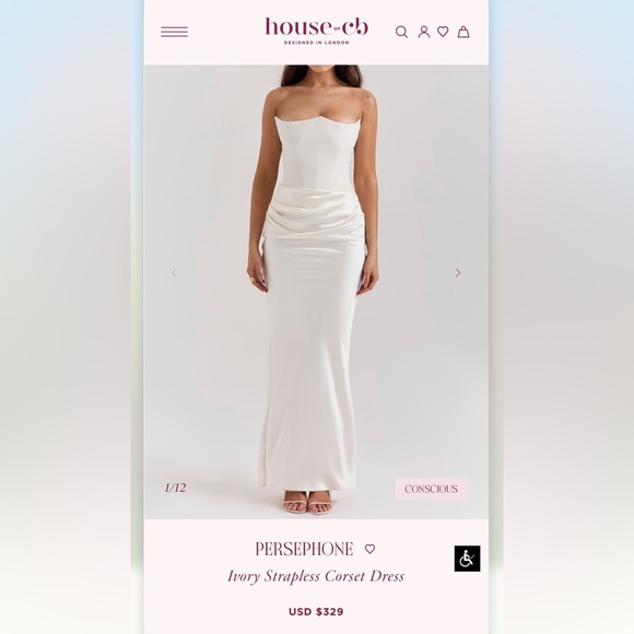 House of CB Persephone Ivory Strapless Corset Dress - Picture 1 of 6